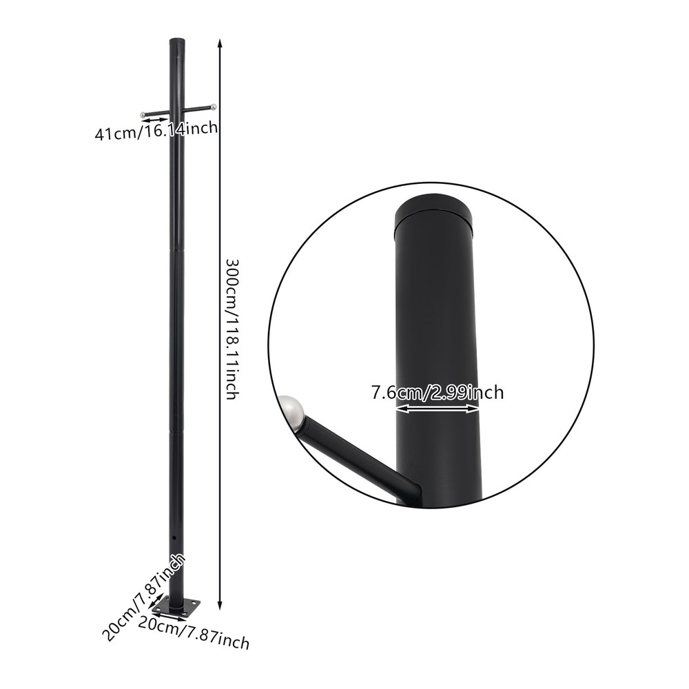 3m Split Street Light Pole,Outdoor Lamp Post for Driveway, Pathways, Front Yard