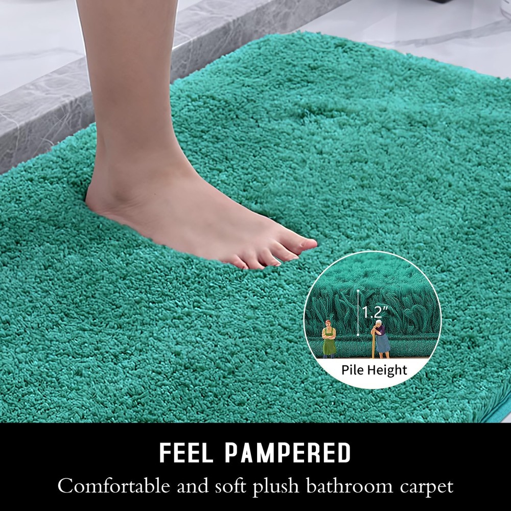 MATENGZIG Microfiber Bathroom Rug 20x32, Extra Soft 20''x32'', Turquoise