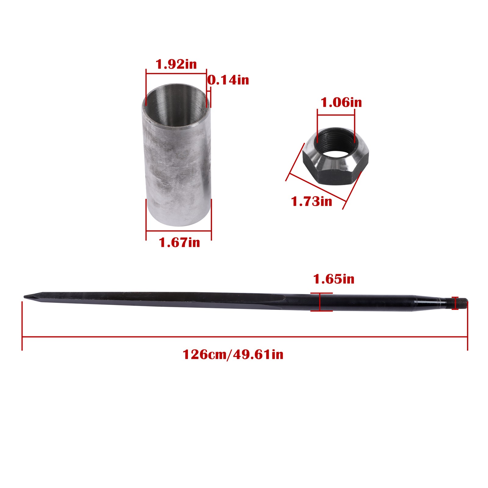 1~2 Pack Black & Red 49" Hay Spike Bale Spear 4500lb Capacity Fork For Tractor