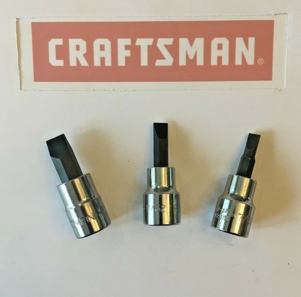 Craftsman Screwdriver Bit Socket Set Phillips Flat 3/8" Drive 6pc P1 P2 P3
