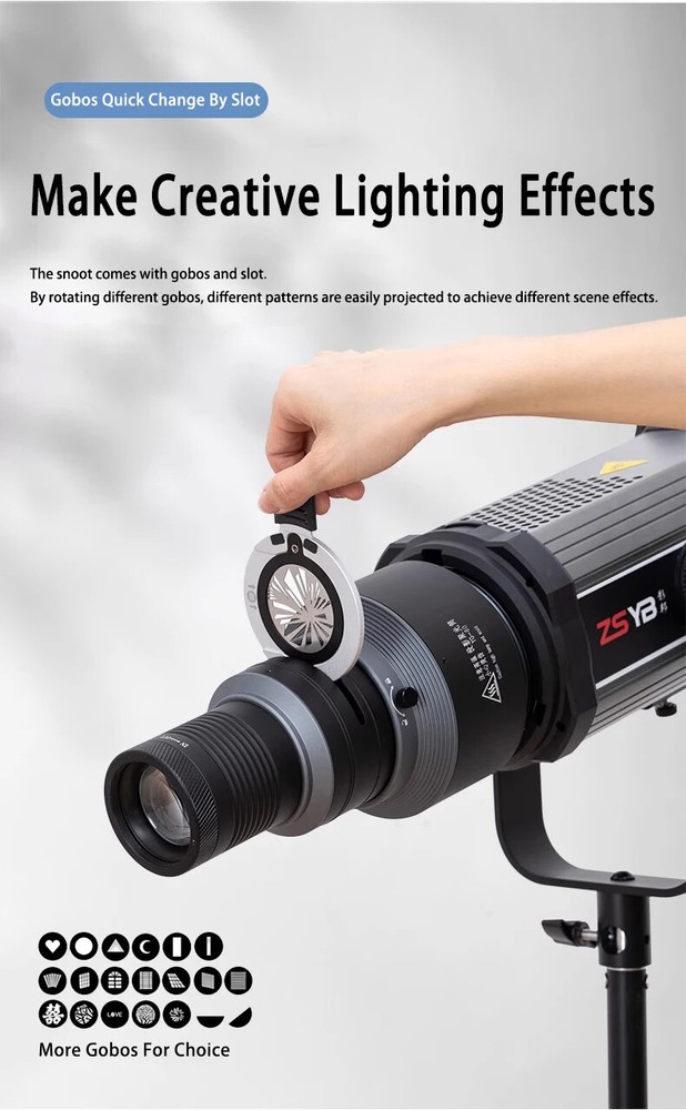 Conical Optical Snoot Spotlight Zoom LED Studio Light Flash Strobe Bowens Mount