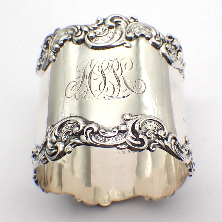 Scroll Border Napkin Ring Gorham Sterling Silver Mono HLK