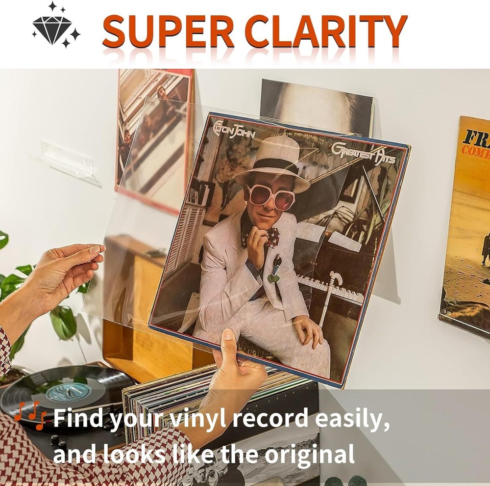 Record Sleeves for Vinyl Record, 20 Clear Plastic 12“ LP 20 Pack,