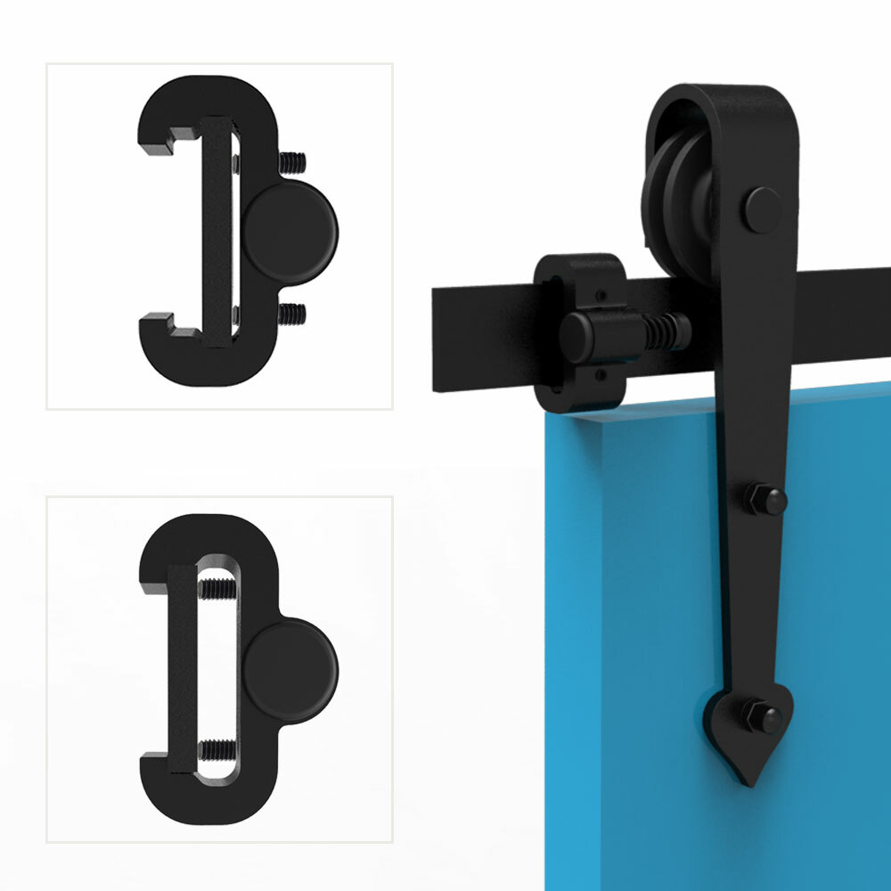 2pcs Upgrade Adjustable Spring Barn Door Stoppers Top Track Middle Both End