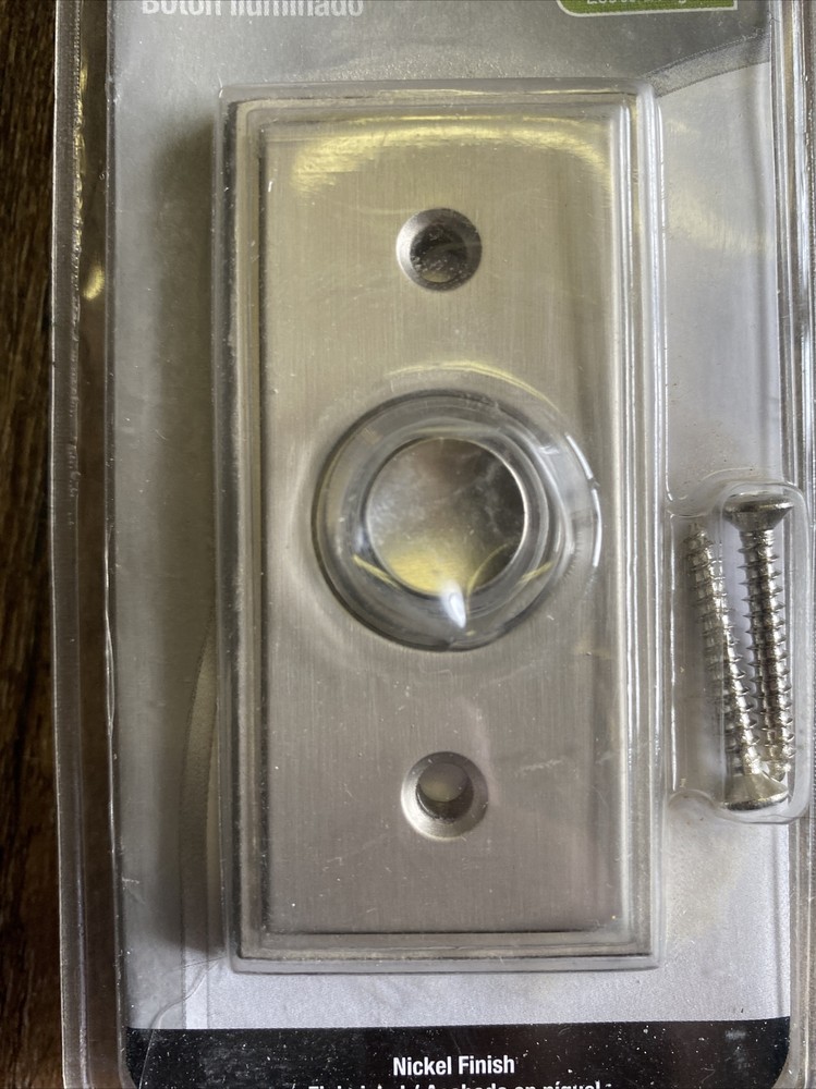 Doorbell Button LED Halo Lighted Insert Recess Mount Rectangular Nickel Wired