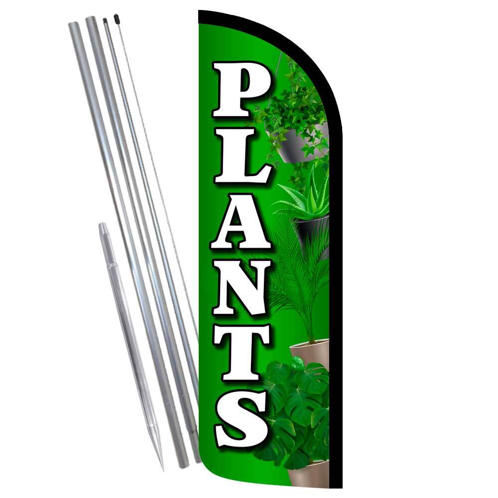 PLANTS Premium Windless Feather Flag Bundle (Complete Kit) OR Optional Replaceme