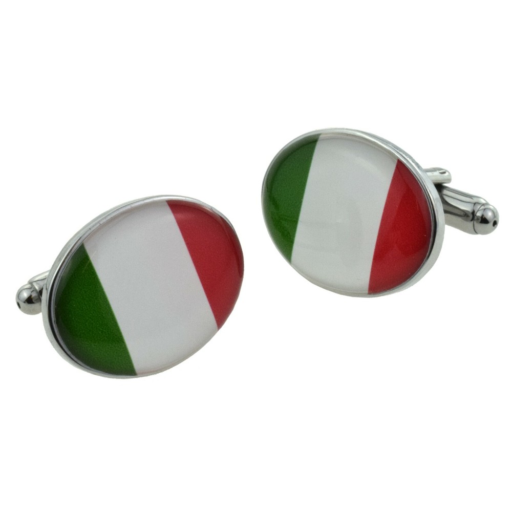 Italy Oval Flag Cufflinks Presented in a Cufflink Box X2BOCO80