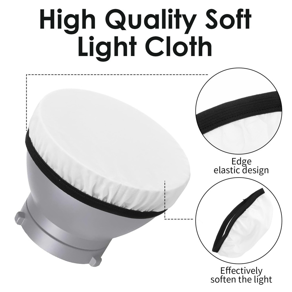 Mabor 2Pcs Light Diffuser, 7"/18cm Round Light Softbox Cover – White Nylon & ...