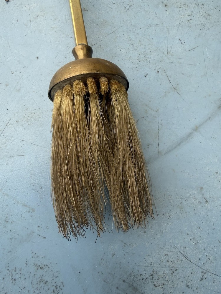 Vintage Brass Fire Fireplace Coal Brush Ash Broom