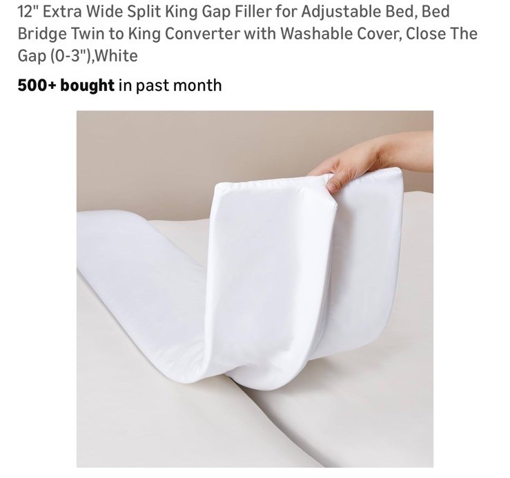 Split King Gap Filler Bed Bridge for Adjustable Bed Twin to King Support