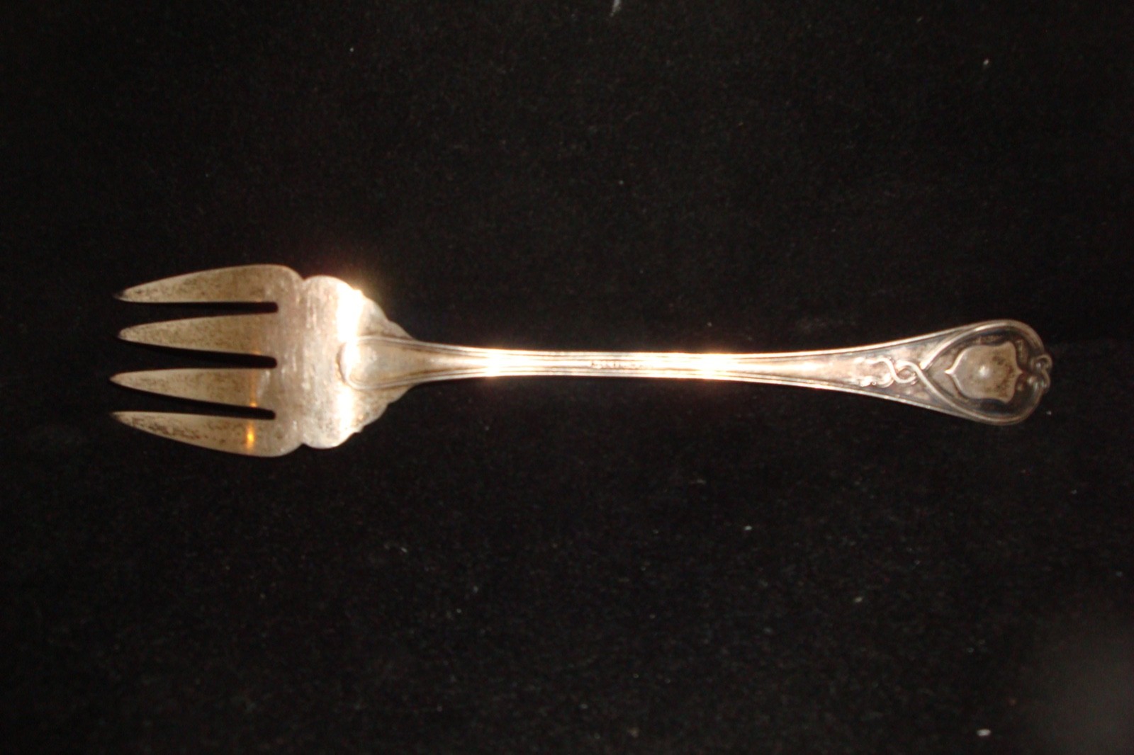 Antique Ball Black & Co coin silver meat fork Mono "B"on handle 10" 118g etched