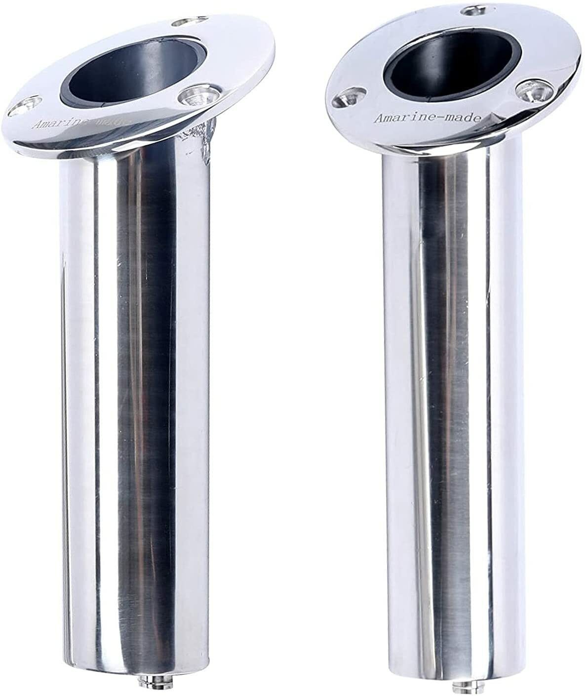 Amarine Made 2 Pack 30 Degree 316 Stainless Steel Flush Mount Fishing Rod Holder