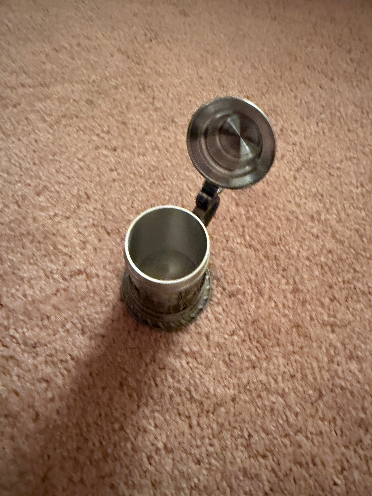 Antique German Pewter Cup with Lid Drinkware, Free Shipping