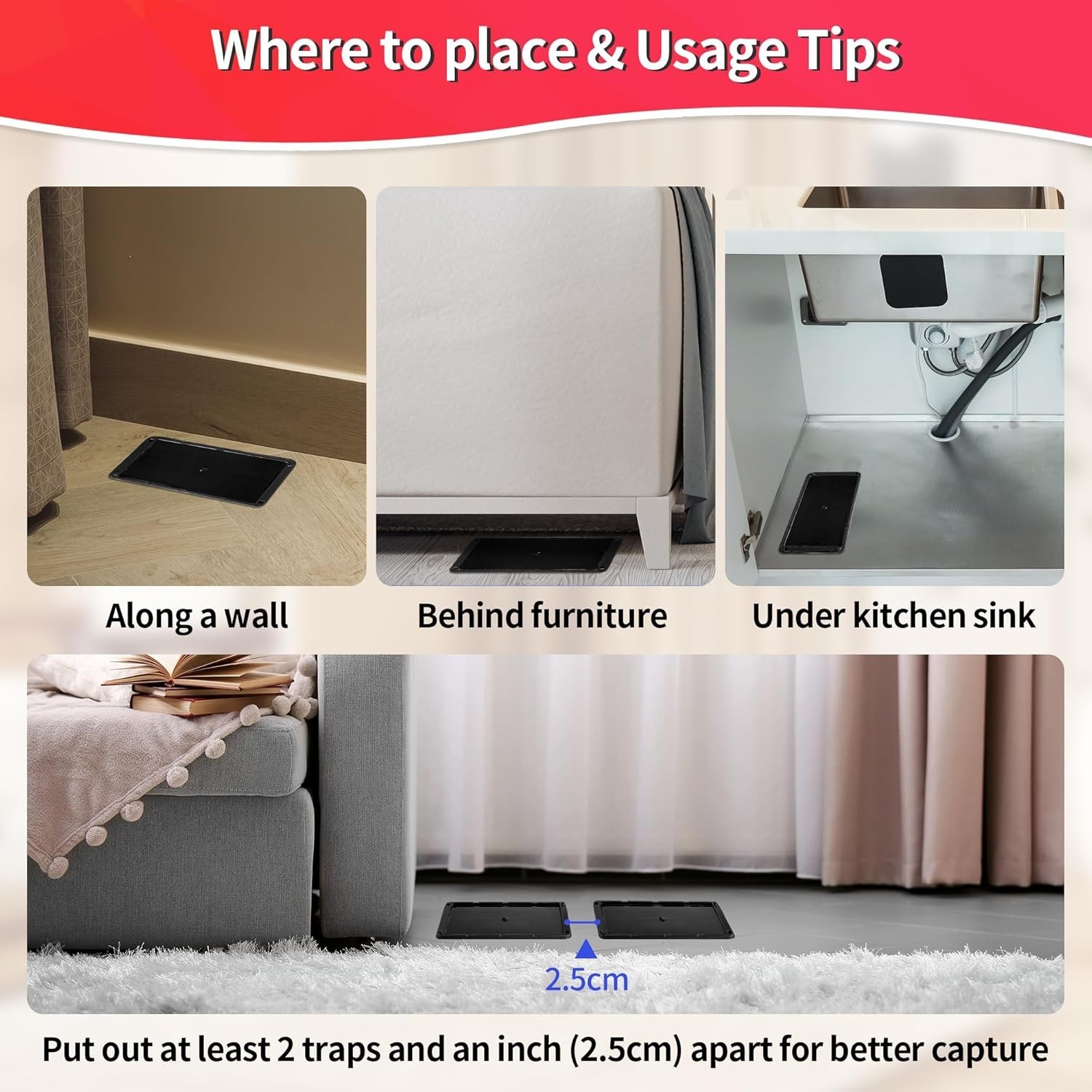 Mouse Glue Traps 6 Packs Large Glue Traps for Mice and Rats Indoor Sticky Traps