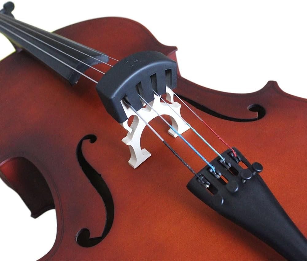 Volume-Reducing Rubber Cello Mute for Focused Practice Sessions - Black 3/4-4/4