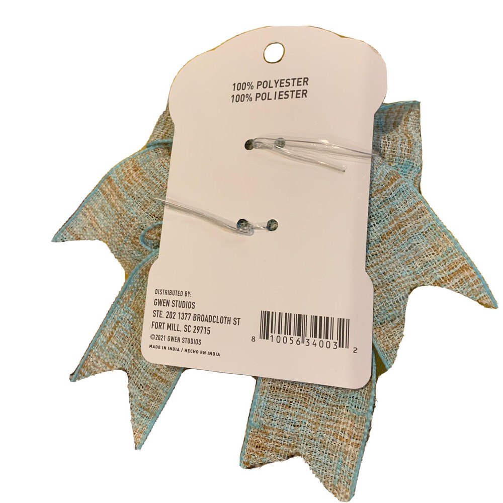 Gwen Studios Plaid Burlap 4”x3” Bows 2 Pack Mint Brown New in Package Create