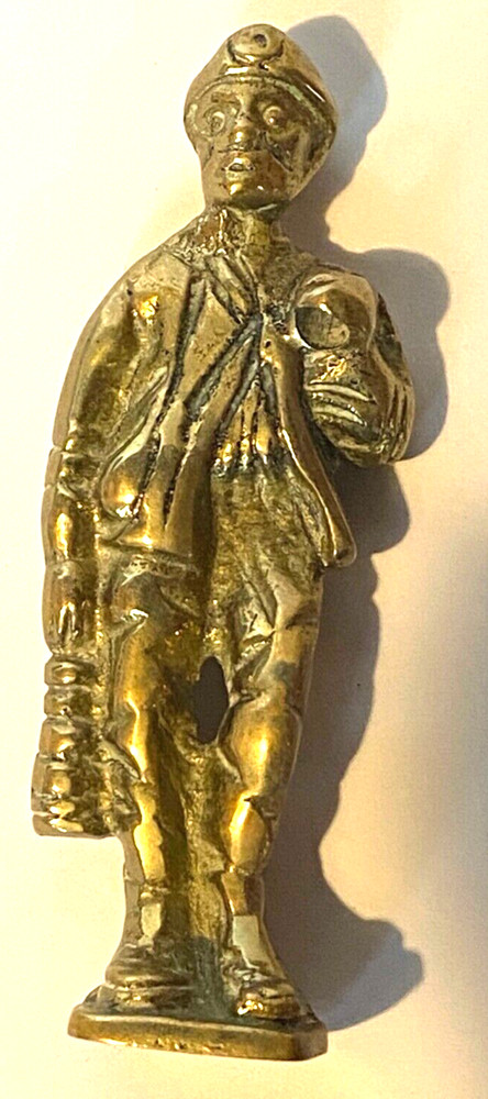 11 cm Vintage Solid Brass Coal Miner Missing His Pick