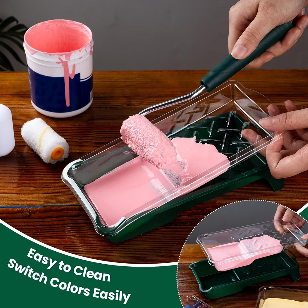 Paint Roller Kit, 12 Pack, 2 Inch Mini Paint Rollers, Small Paint Tray Liners, M