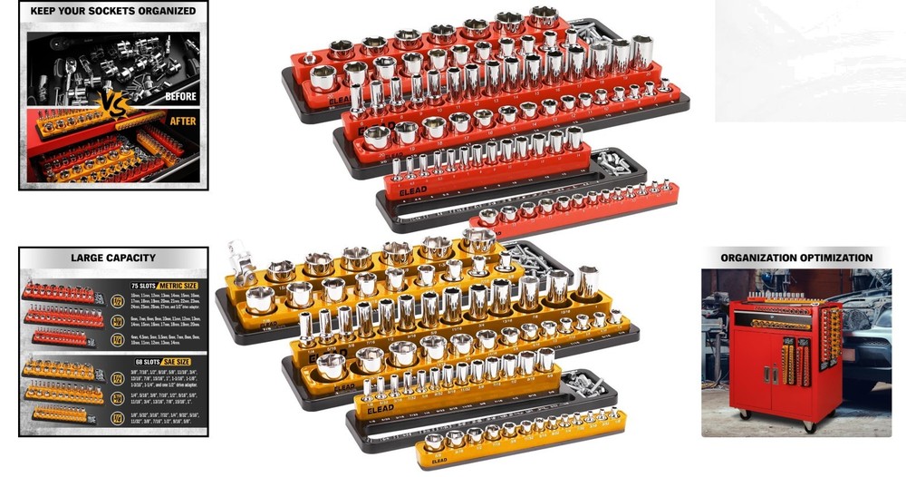 Durable Magnetic Socket Holder Set - Organize 143 Sockets with Ease and Speed