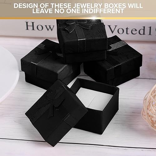 24Pcs Black Ring Boxes Bulk - Ring Jewelry Box Ring Boxes 24Pcs Boxes Black