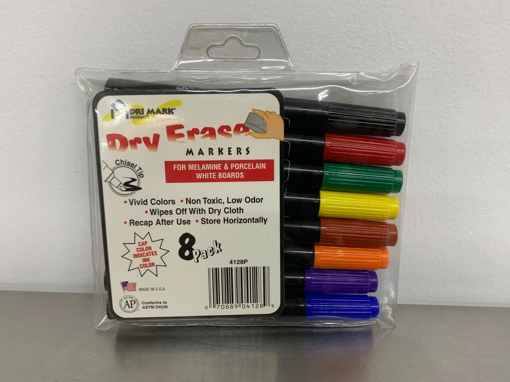 Dri Mark Dry-Erase Markers - 8 Pack Chisel Tip