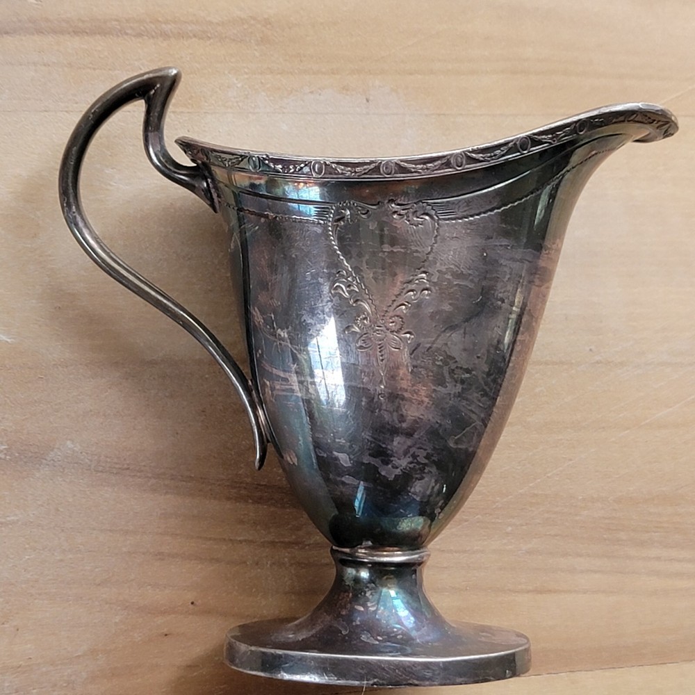 Vintage PS Co Silver Creamer Pitcher 5 In