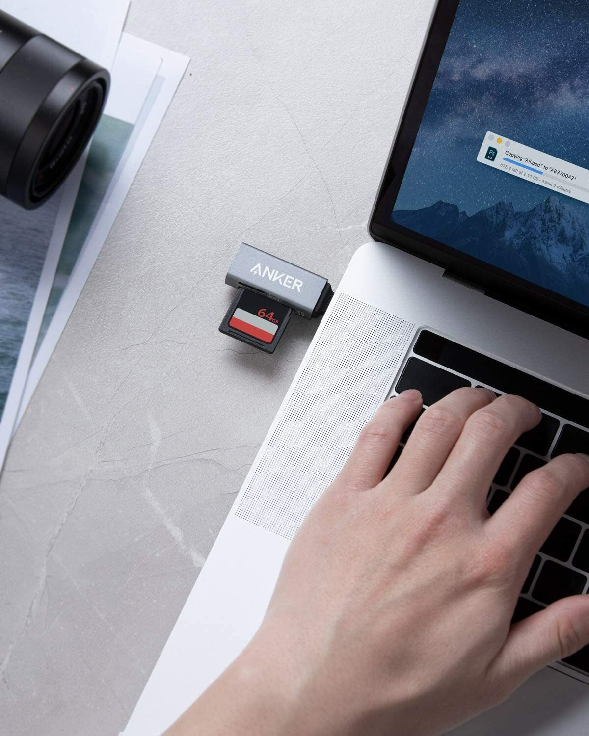 Anker 2-in-1 Memory Card Reader USB C to SD/Micro SD for SDXC SDHC MMC UHS-I