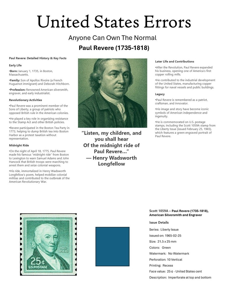 Centsational Custom Presentation Panel For Error SN 1059A - 8.5” X 11”