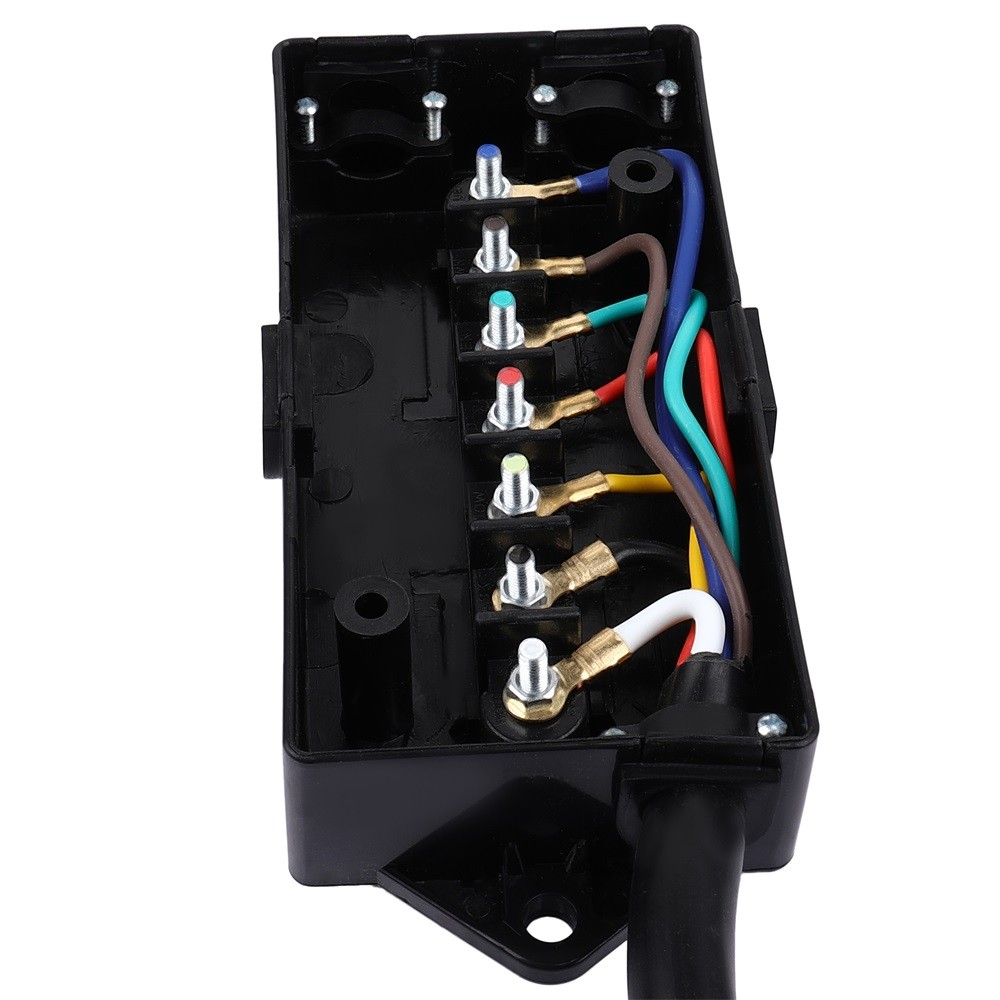 12 Foot 7 Way Plug Inline Pre-Wired Trailer Cord Junction Box Cable