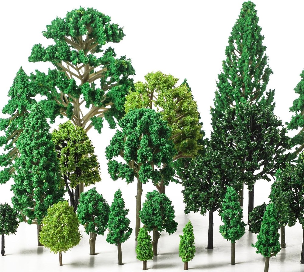 Skylety 35 Pieces Model Trees 1.2-6.3 Inch Mixed Multiple Tree, Green