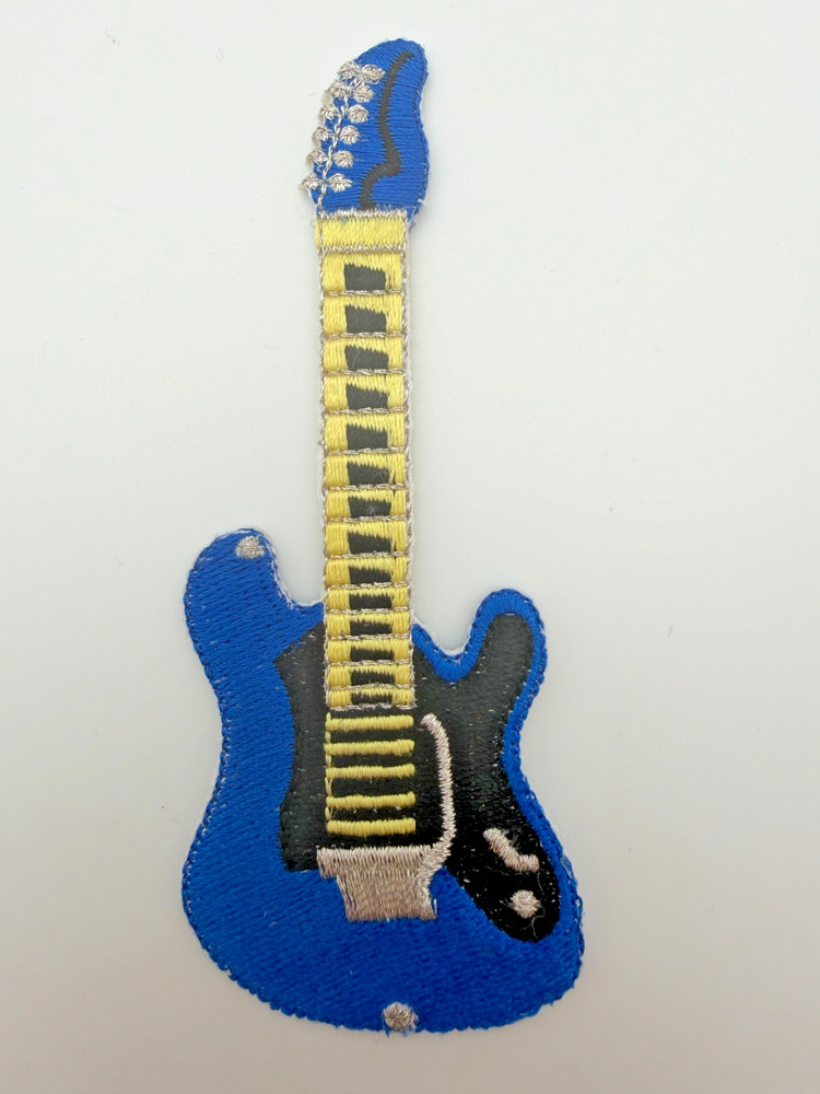 Electric Guitar Patch Blue Embroidered