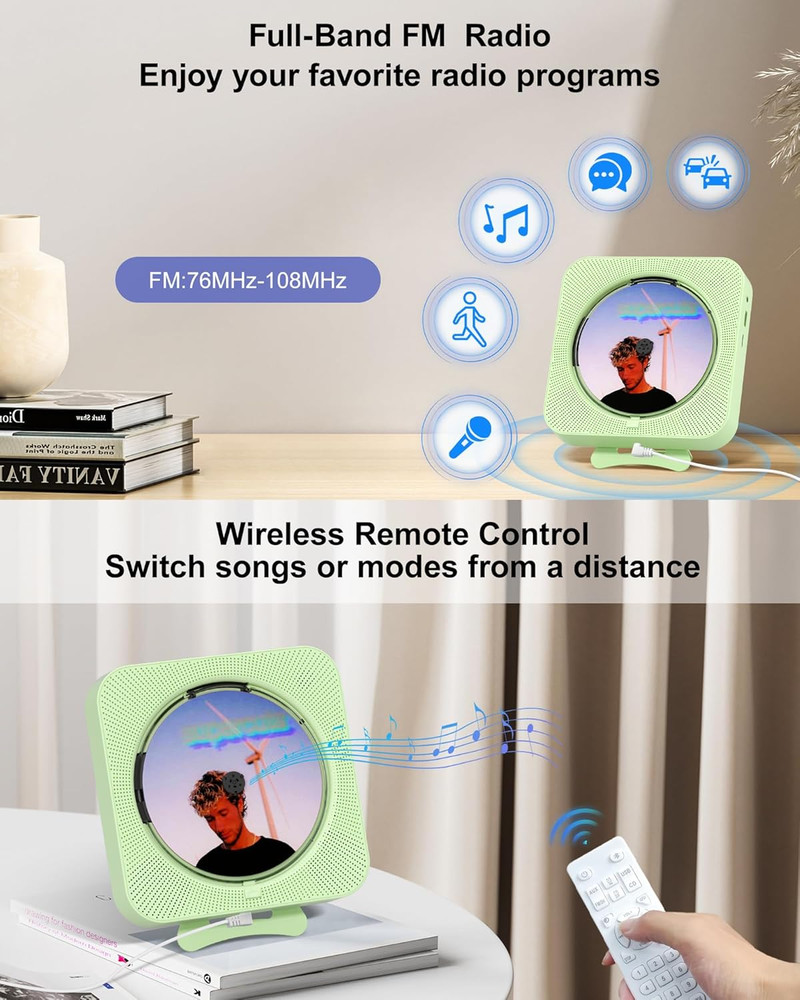CD Player Portable Bluetooth Desktop CD Player for Home, Mini Cute CD Players fo