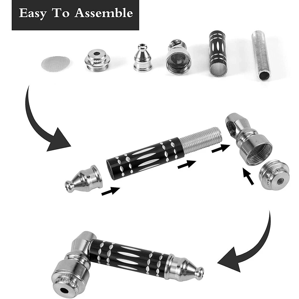 3PCS Metal Smoking Pipe w/Lid Tobacco Pipe Metal Hand Pipe Mini Metal Pipe US