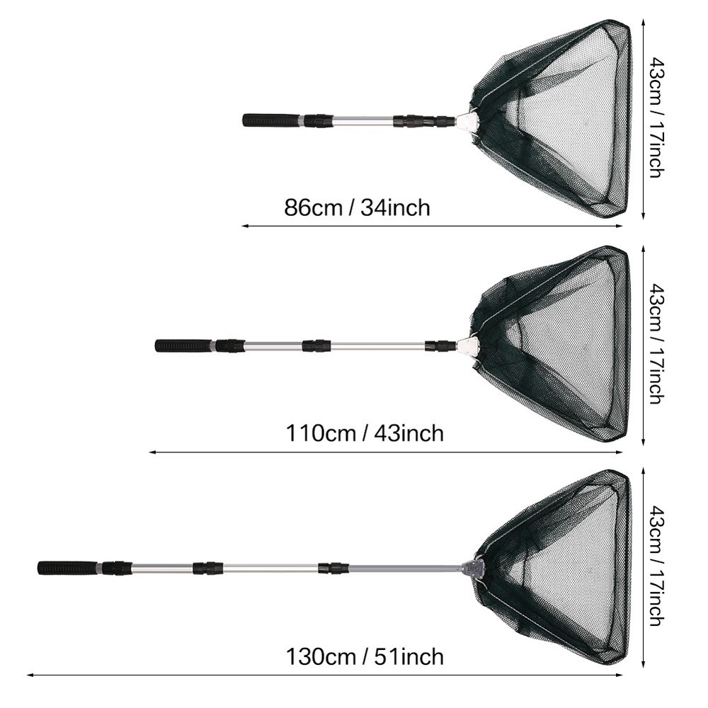 Fishing Landing Net with Telescopic Pole Handle Retractable Foldable 51" Length