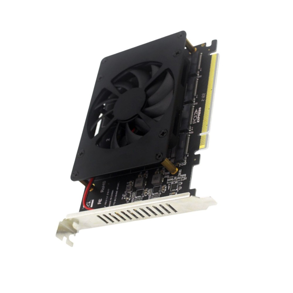 SSD Adapter Card PCIE 3.0/4.0 4*32Gbps NVME M.2 MKEY 4-Disk Soft RAID Array