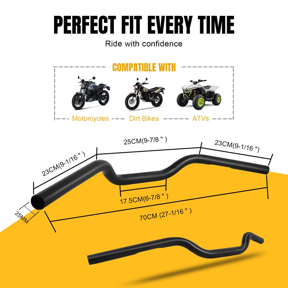 For Harley Davidson 883 1200 Sportster Custom 1" Tracker Handlebars Drag Bars