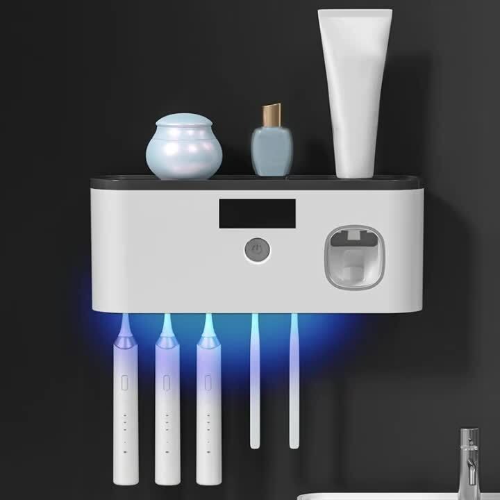 UV Light Sterilizer Toothbrush Holder Cleaner Toothpaste Dispenser 5 Toothbrush