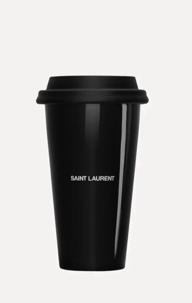 Authentic New Saint Laurent Paris Ceramic Coffee Mug Black