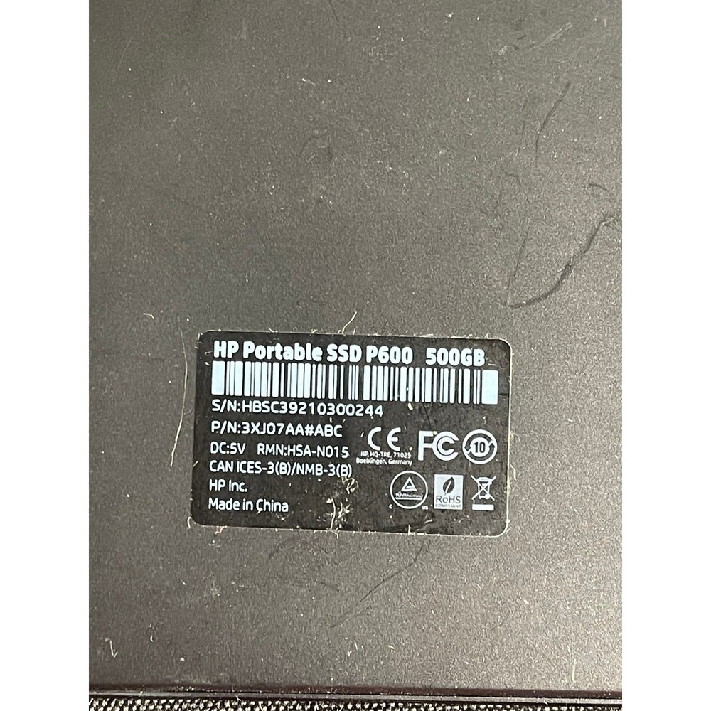 HP Portable SSD P600 500GB External Solid State Drive Black 3XJ07AA#ABC