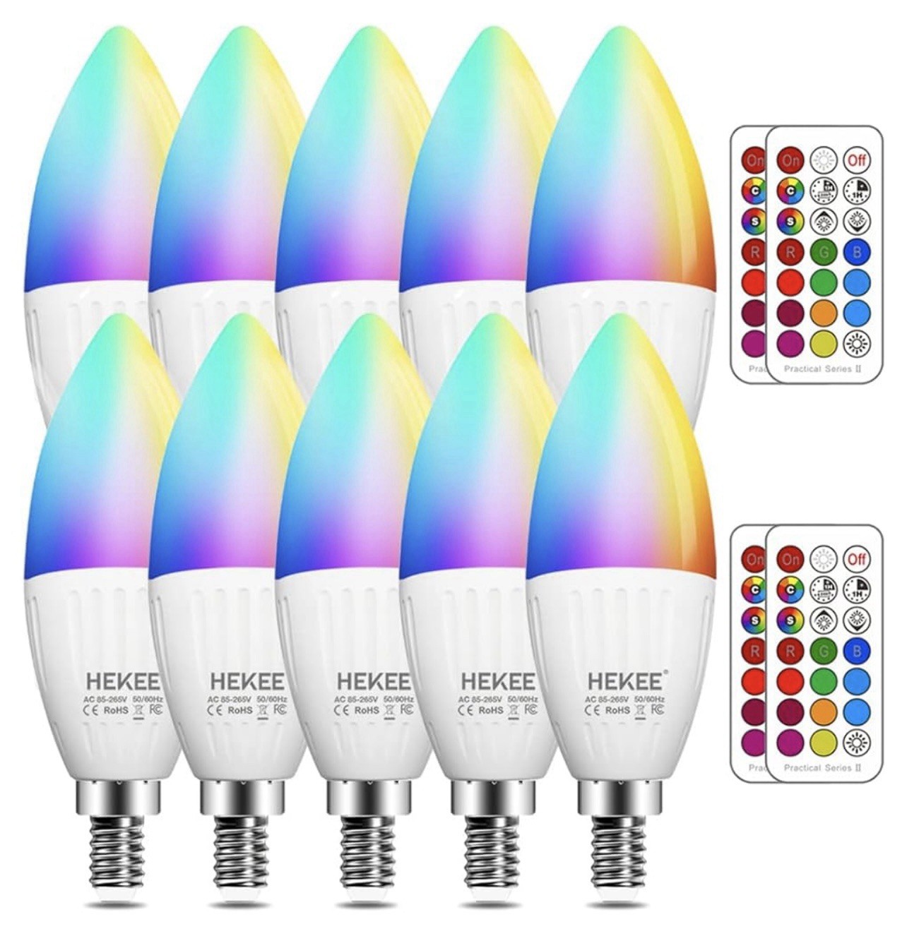 10 Pack E12 B11 LED Color Changing Candle Light Bulbs,450 Lumen, 5Watt