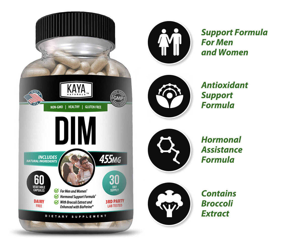 DIM Ultra Supplement 60ct, With Bioperine, Premium Hormonal Support Formula