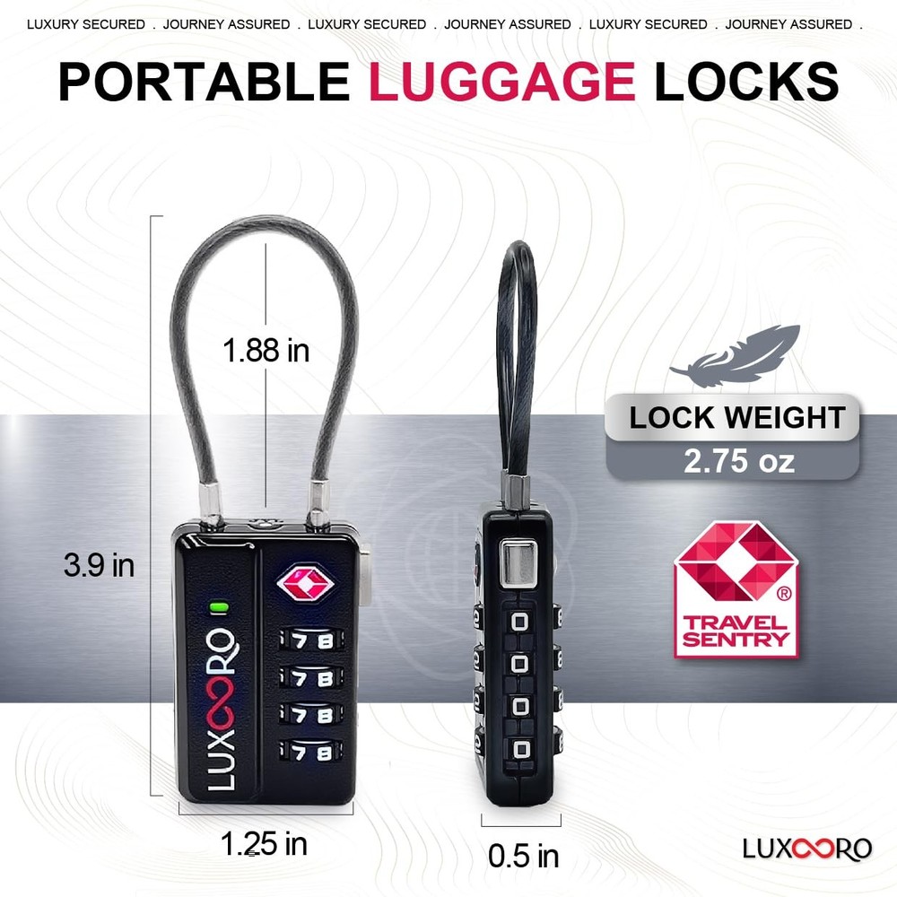 TSA Approved Tool-Less Luggage Lock with Alert Indicator, 4-Digit Combo