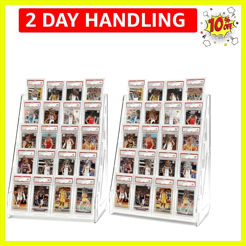 2 Pack 5-Tier Baseball Card Display Shelf – Large Capacity Shelf Rack Holder ...