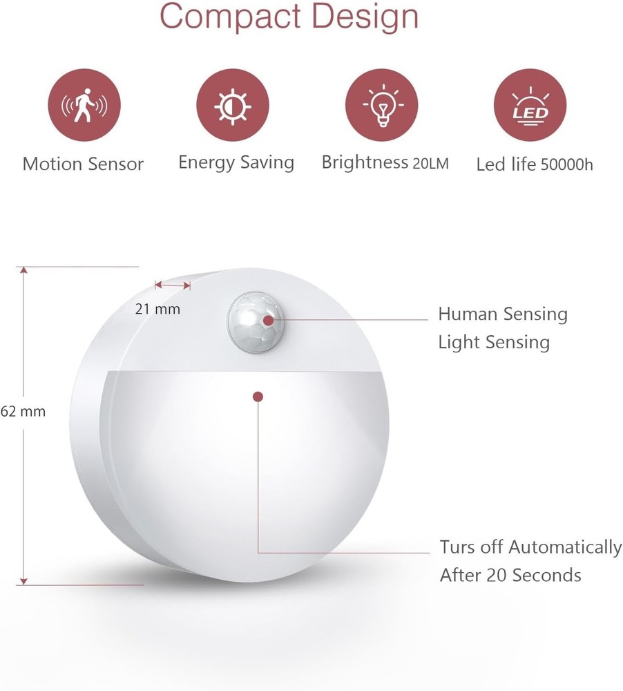 Motion Sensor Light 4 Pack Motion Sensor Night Light Battery Operated Closet ...