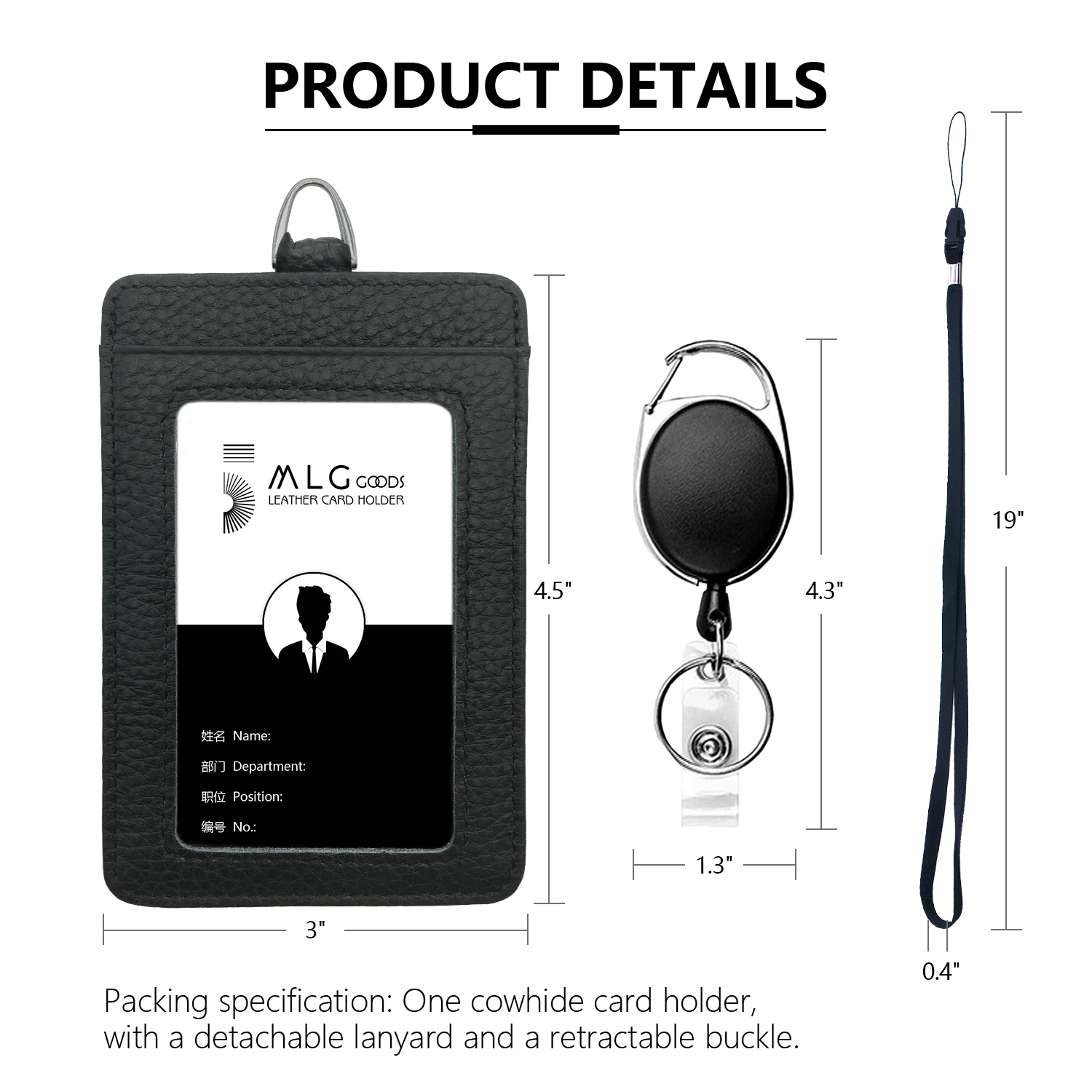 Leather Work Id Badge Holder for Men and Women with Clip Lanyards ( 1 pcs)