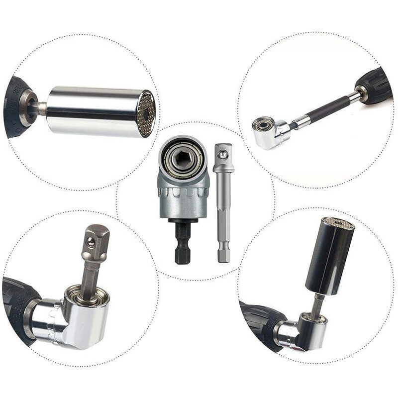 3Pcs Socket Adapter Drill BIts Set 1/4" 3/8" 1/2" Hex Shank Impact Driver Tools