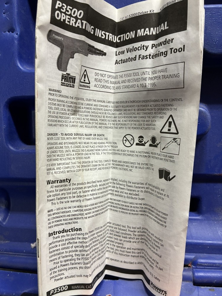 Power Actuated Tool Powers P3500 W/-case And Extras