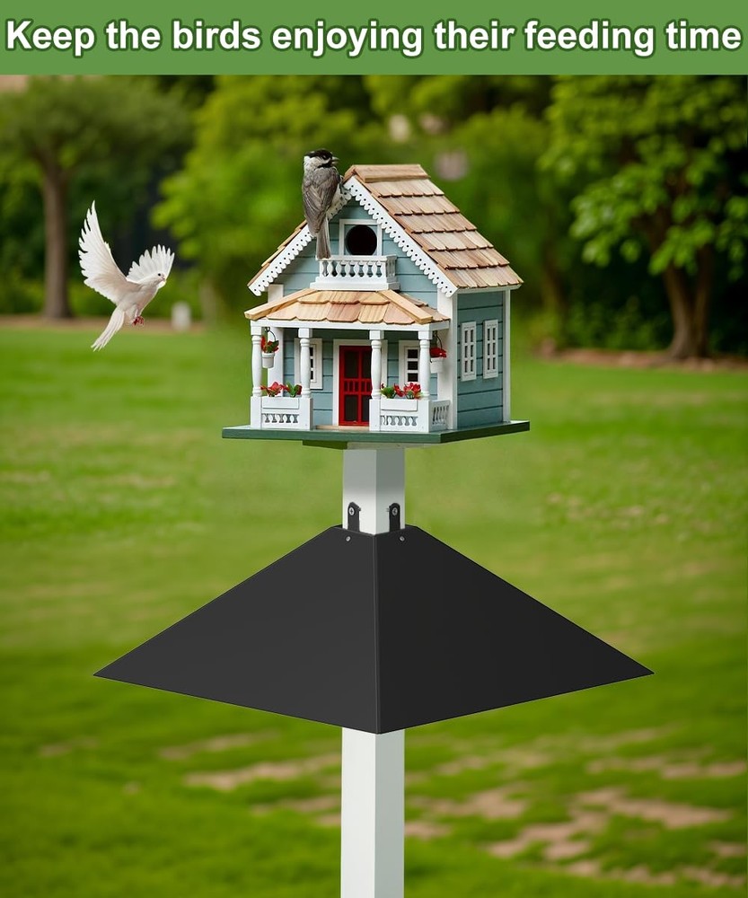 Queension 1 Pack Plastic Squirrel Baffle for 4x4 Bird Feeder Pole Square Squi...