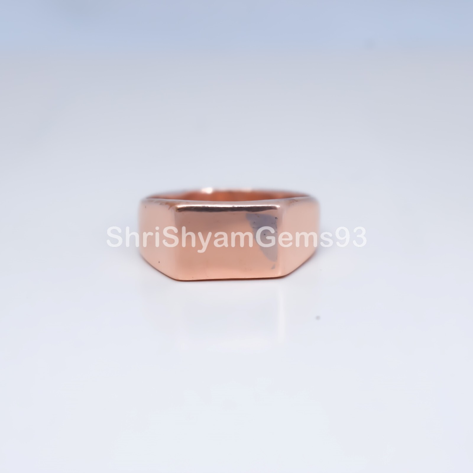 Pure Solid Copper Rectangle Bar Plain Mens Unisex Band Pinky Signet Ring Jewelry