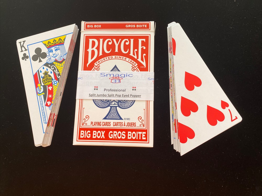 Jumbo Split Magic Card Trick Bicycle Deck - Mentalism Diagonal Cut - Big Box